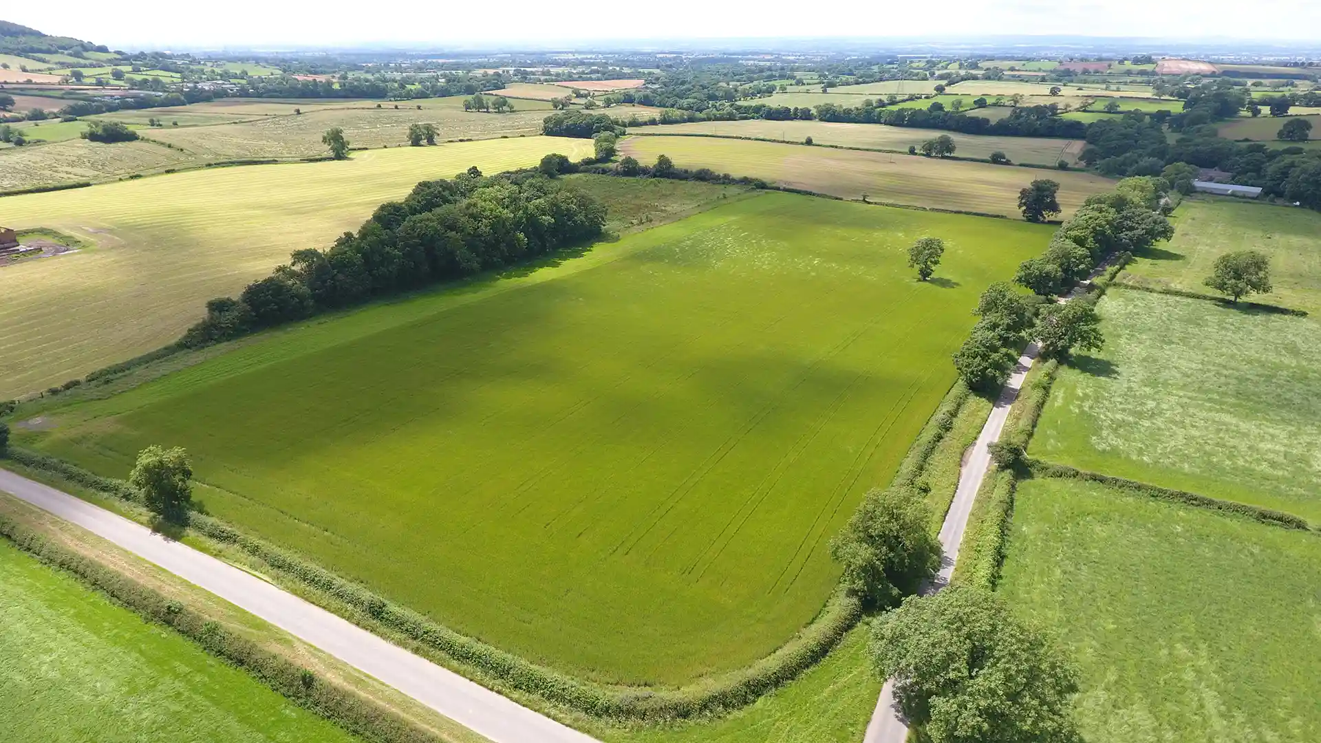 Aerial view of arable farmland
