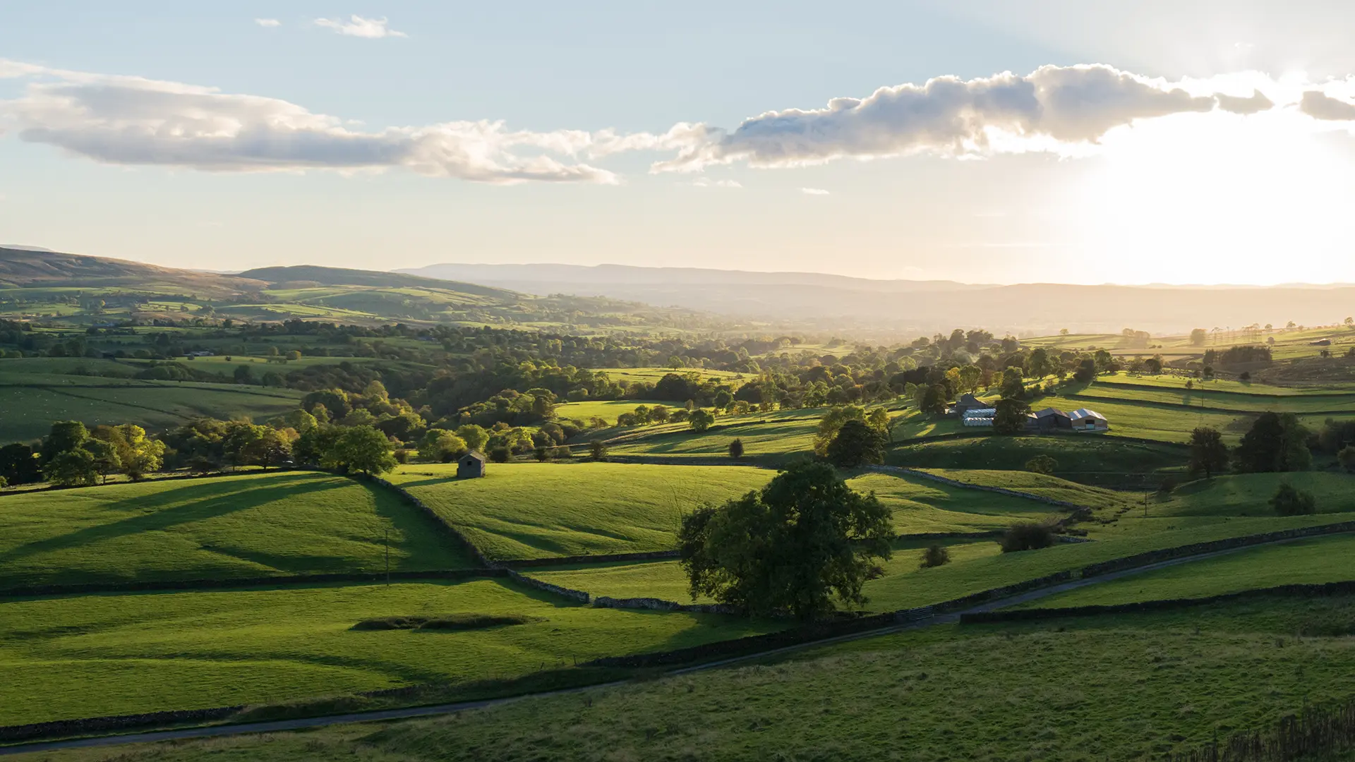 Aerial shot of landscape at sun rise