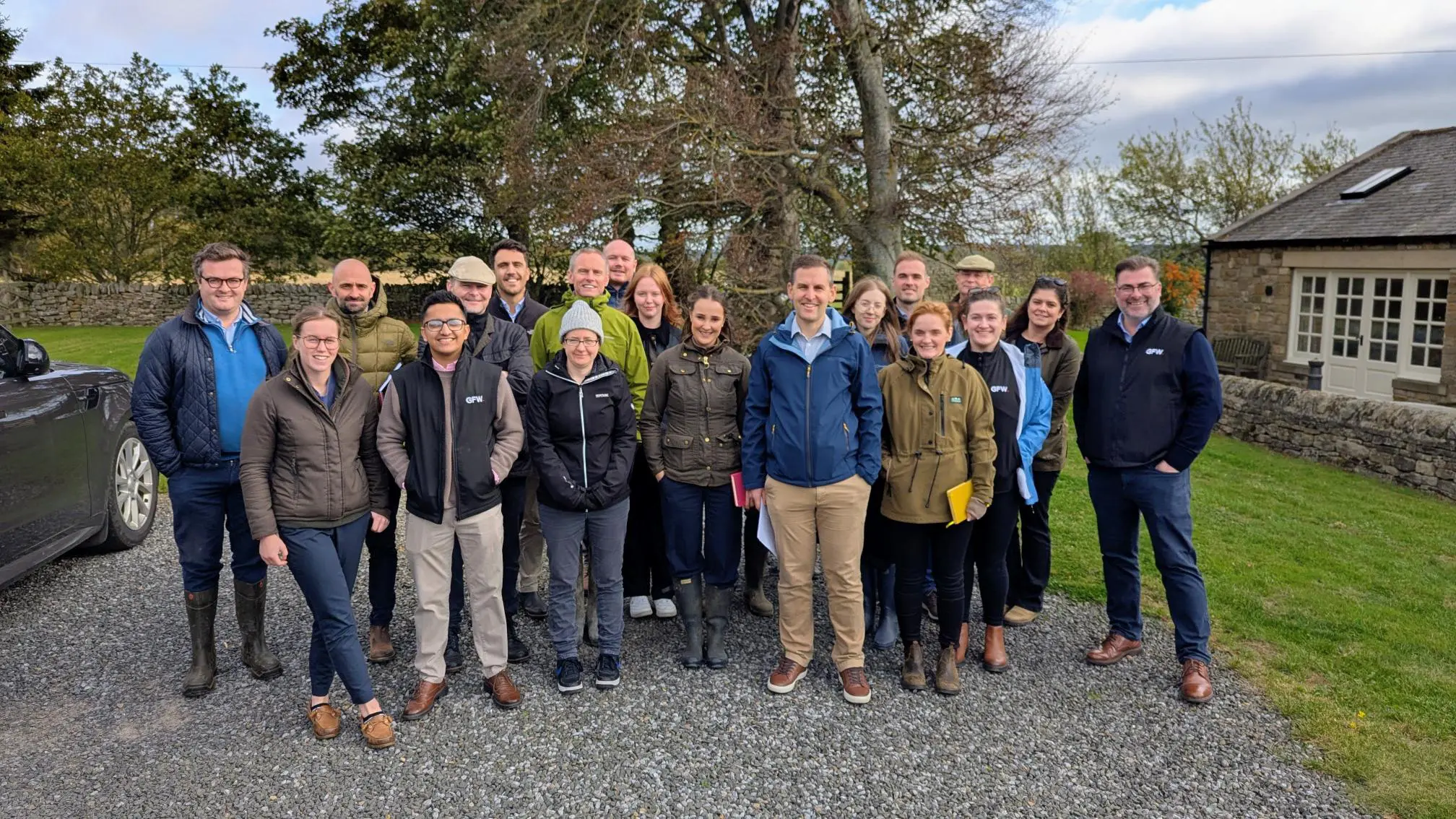 Rural and PAD team photograph on site at a Northumberland farm