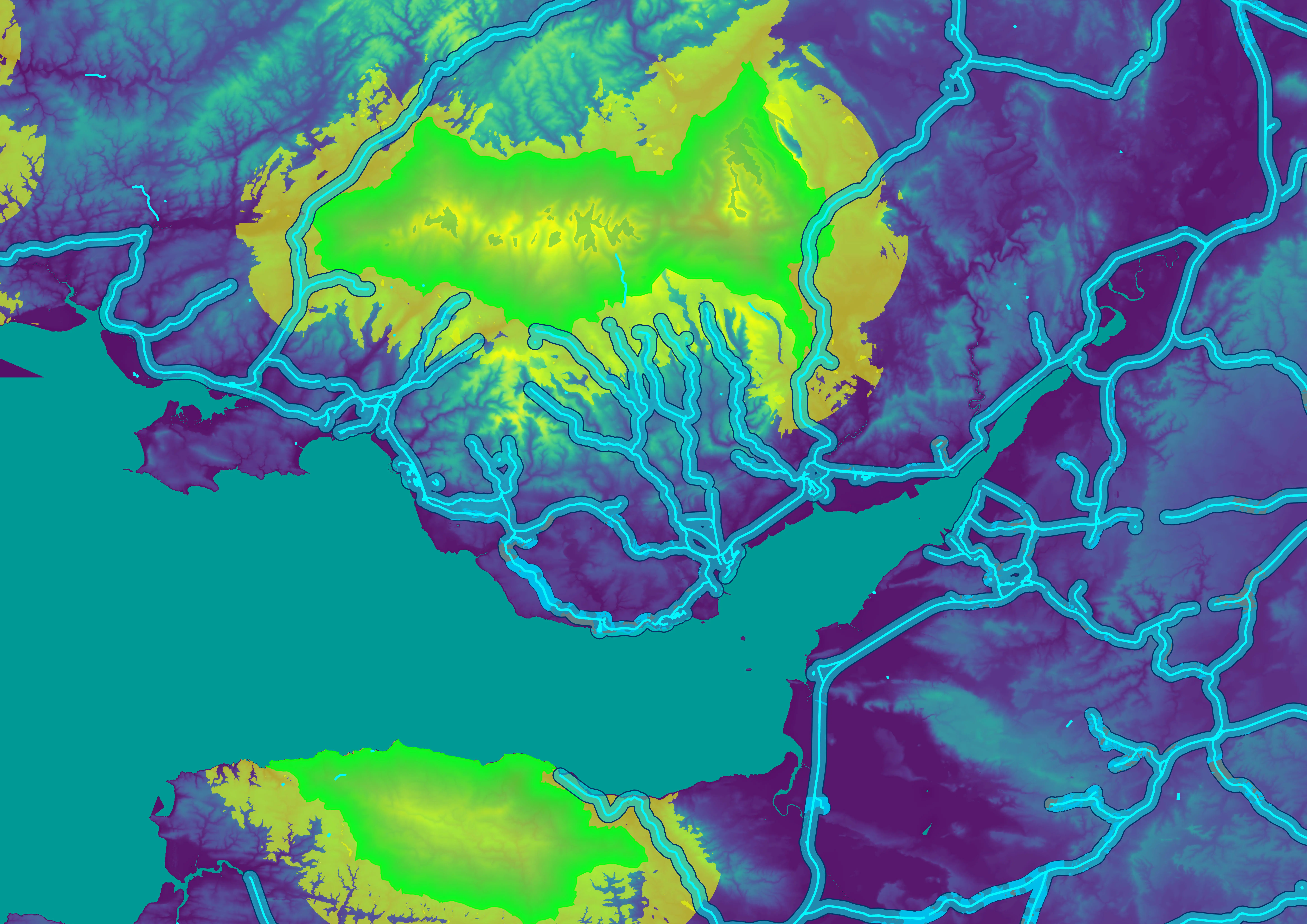 GIs map image blue green